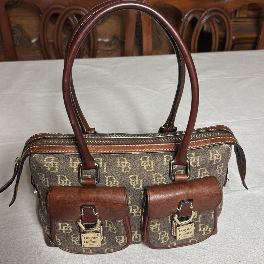 Vintage Dooney & Bourke Brown Monogram Handbag.